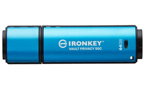 Kingston Ironkey Vault Privacy 50c 64gb Usb-c Musta, Sininen