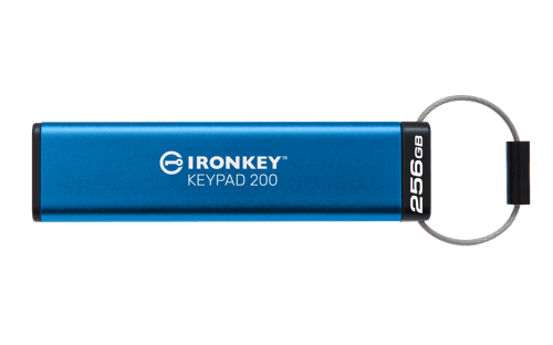 Kingston Technology Ironkey 256 Gb Keypad 200, Fips 140-3, Niv. 3 (afventer) Aes-256 Krypteret 256gb Usb-a Blå