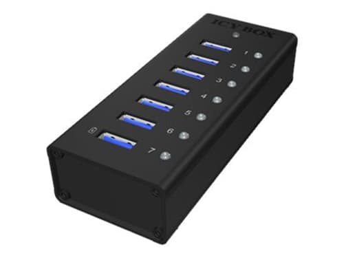 Icy Box Ib-ac618 Usb Hub 7x Usb 3.0 1xusb 3.0 Micro-b Usb-b 3.2 Gen 1 (3.1 Gen 1) Usb 3.2 Gen 1 (3.1 Gen 1) Type-a billede