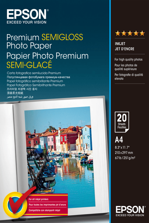 Epson Paperi Photo Premium Semiglossy A4, 20 Arkkia, 250 G