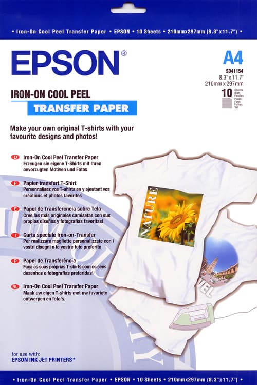 Epson Papir Iron-on T-shirt Transfer Media 10-ark 124g billede