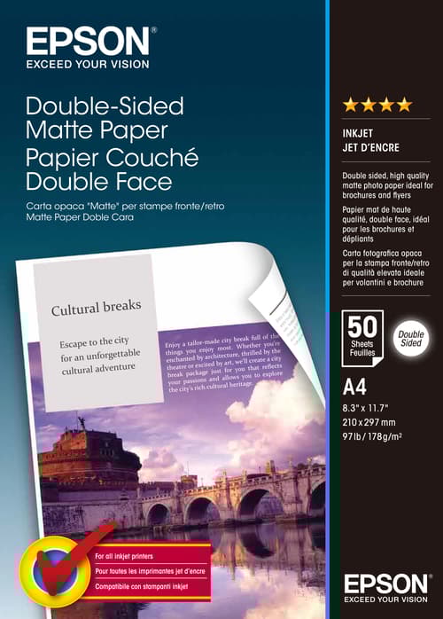 Epson Paperi Double Sided Matte A4, 50 Arkkia, 178 G