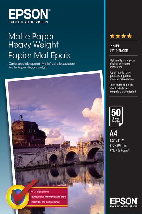 Epson Papir Heavy Weight Matt A4 50 Ark 167g billede