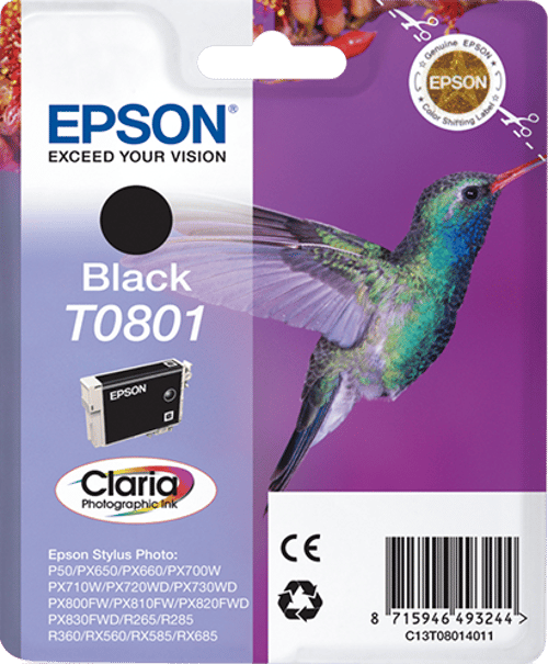 Epson Blæk Sort T0801 R265/360/rx560