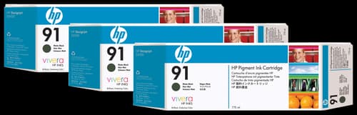 Hp Blekk Matt Svart No.91 - Z6100 775ml 3-pack