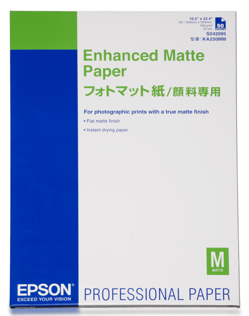 Epson Enhanced Matte - Mat - 260 micron - A2 (420 x 594 mm) - 192 g/m² - 50 ark papir - for SureColor P5000, SC-P7500, P900, P9500, T2100, T3100, T3400, T3405, T5100, T5400, T5405