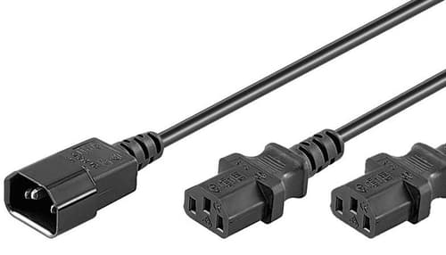 Microconnect Strøm-splitter 1.8m. C14 2 X C13 Sort