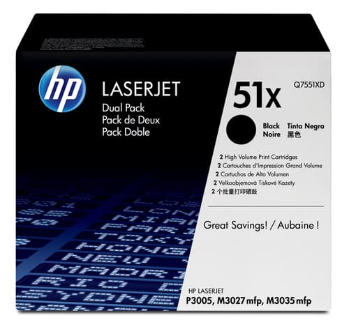 HP HP 51XD Tonerkassette sort Q7551XD Modsvarer: N/A