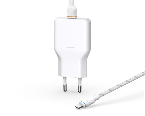 Unisynk Slim Wall Charger G3 36w + Lightning Cable 2m Valkoinen