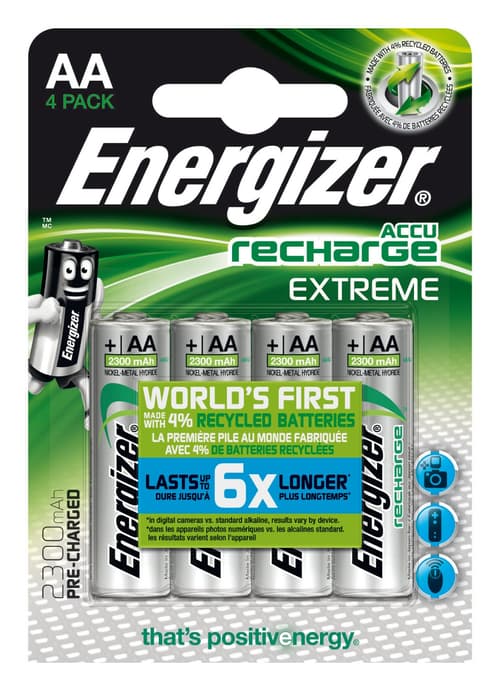Energizer Batteri Aa/lr6 Laddningsbara Nimh 2300mah 4-pack