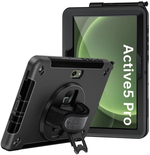 Armor-x Rainproof Military Grade Rugged Case With Hand Strap And Kick-stand Samsung Galaxy Tab Active5 Pro Musta