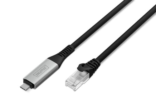 Digitus Usb-c To Rj45 Ethernet Cable Adapter 10m Cat 6a 10m Musta