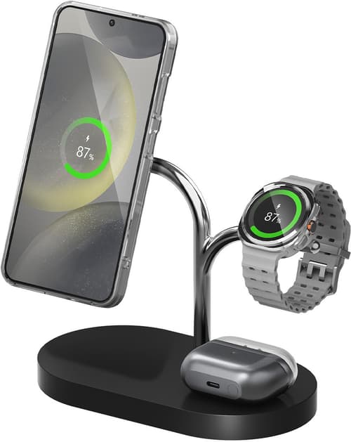 Samsung 3in1 Wireless Charger Silver, Svart