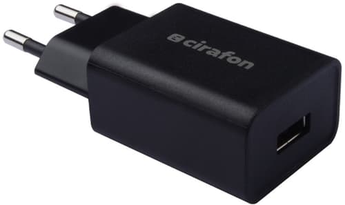 Cirafon Wall Charger 1xusb 230v 5v 2.4a Black Musta