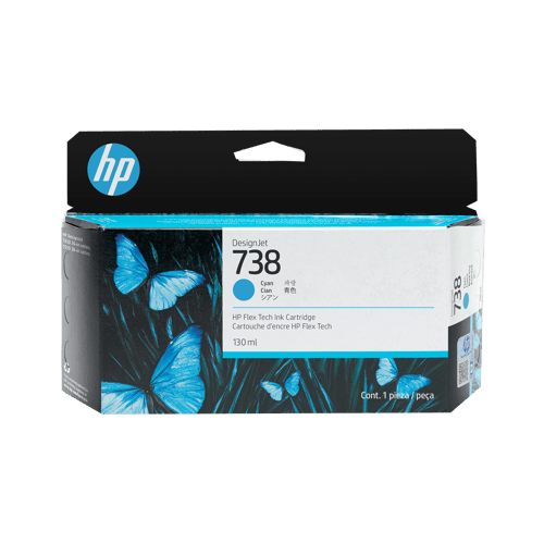 Hp Cyan Blæk 738, 130 Ml - Designjet T850/t950