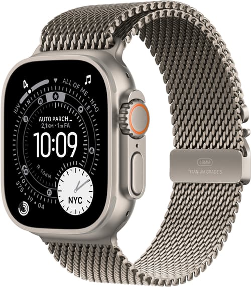 Apple Watch Ultra 3 Gps + Cellular 49mm Natural Titanium Case With Natural Titanium Milanese Loop - Small