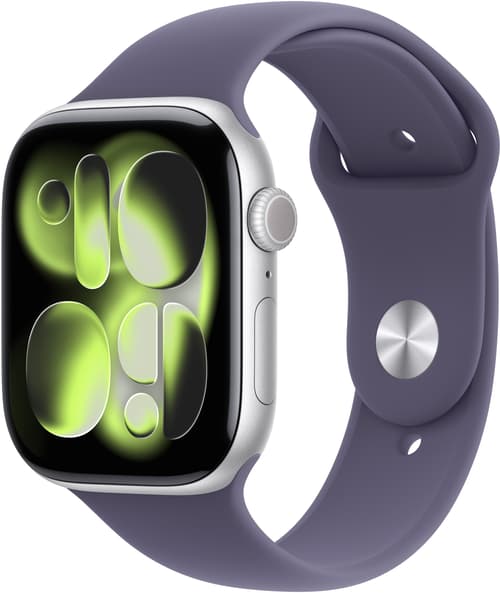 Apple Watch Series 11 Gps 46mm Silver Aluminium Case With Purple Fog Sport Band - M/l