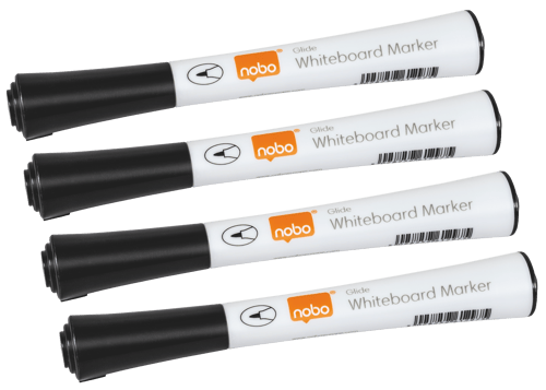 Nobo Glide whiteboard marker fin spids 1 mm pakke/4 stk. Sort