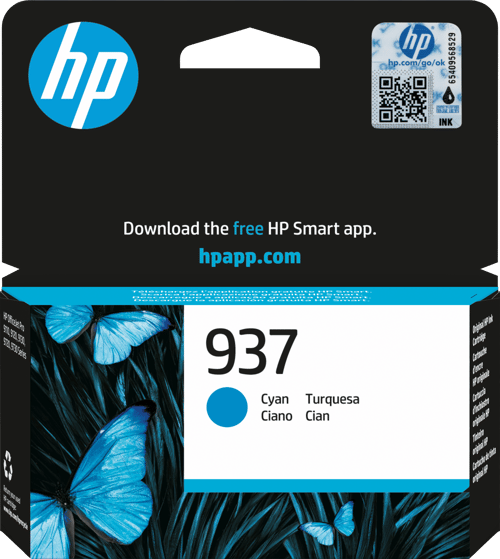 Hp Ink Cyan 937 - Officejet Pro 9110/9120/9130 billede