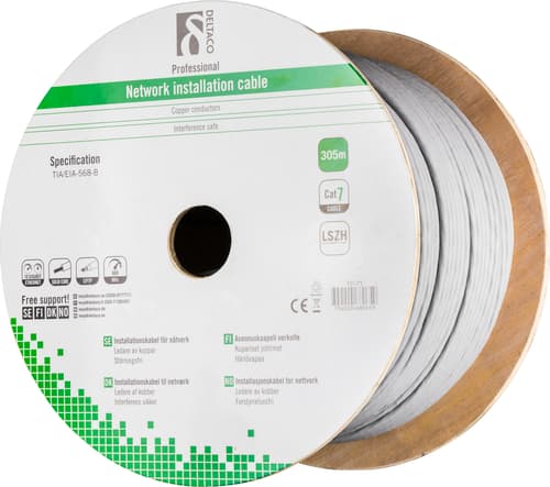 Deltaco Bulkkabel 305 M Grå Ingen Cat 7 305m. Grå billede