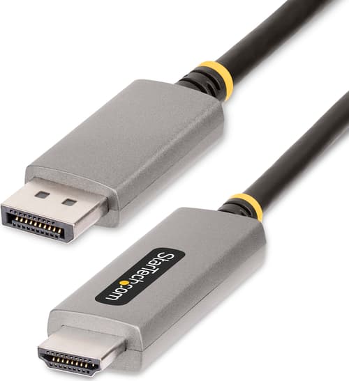 Startech Startech.com 2 M Displayport Till Hdmi-kabeladapter, 8k 60 Hz, 4k 144 Hz, Hdr10, Dp 1.4 Till Hdmi 2.1 Aktiv Videokonverterare, Displayport Stationär Till Hdmi-bildskärm, M/m - Displayport Till Hdmi-sladd 2m Displayport Hdmi Silver, Svart