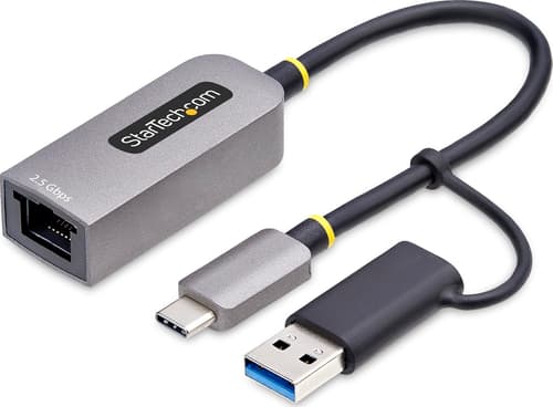 Startech Startech.com 2,5 Gbe Usb-c Till Ethernet-adapter Med Usb-a-konverterare, Nbase-t Nic, Usb 3.0 Type-c 2,5/1g-nätverk Med Flera Hastigheter, Thunderbolt-kompatibel, Windows Och Mac