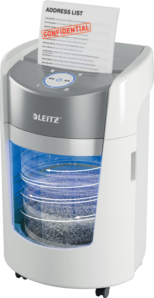 Leitz Iq Optimax Small Office 350 Mikrosnit Papirmakulator, Sikkerhedsniveau P5, 22 L, Hvid