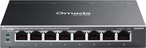 Tp-link Omada Es208gp Netværksswitch Administreret L2 Gigabit Ethernet (10/100/1000) Strøm Over Ethernet (poe) Din Rail Sort billede