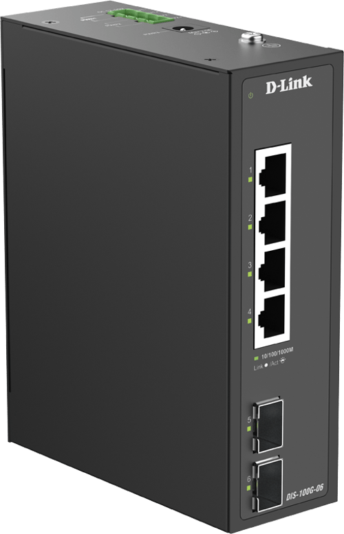 D-link Dis-100g-06 Netværksswitch Ikke Administreret L2 Gigabit Ethernet (10/100/1000) Din Rail Sort billede