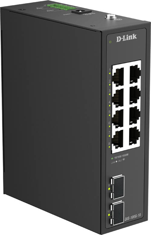 D-link Dis-100g-10 Verkkokytkin Hallitsematon L2 Gigabit Ethernet (10/100/1000) Din Rail Musta