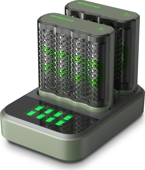 Gp Recyko Speed Akkulaturi M452, Usb-liitännällä, 2 Telakkaa Ja 8 Kpl 2600 Mah:n Akkuja