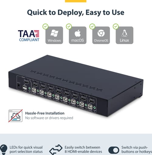Startech Startech.com R8ah202-kvm-switch Kvm Switch Stativ-montering Sort