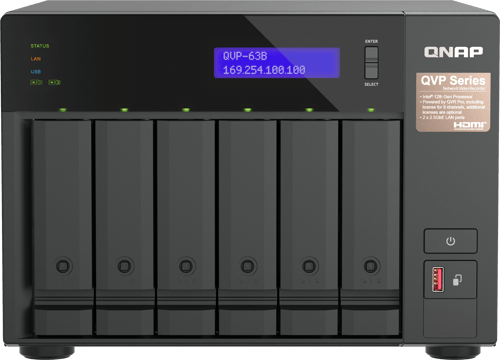 Qnap Qvp-63b Nas- Ja Tallennuspalvelimet Tower Intel® Core™ I3 16 Gb Ddr4 0 Tb Musta