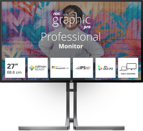 Aoc U3 U27u3cv Computerskærm 68,6 Cm (27 tommer) 3840 X 2160 Pixel 4k Ultra Hd Lcd Sort 27 tommer 3840 × 2160pixels Nano Ips 16:9 60hz
