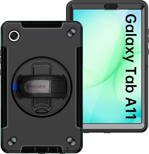 Armor-x Rainproof Military Grade Rugged Case With Hand Strap And Kick-stand Samsung Galaxy Tab A11 Musta