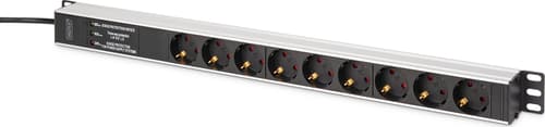 Digitus Dn-95438 Strømdistribusjonsenhet (pdu) 9 Ac-utganger 1u Sort, Sølv