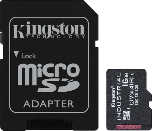 Kingston Technology 16gb Microsdhc Industrial C10 A1 Pslc Kort + Sd-adapter 16gb Microsdhc Uhs-i billede