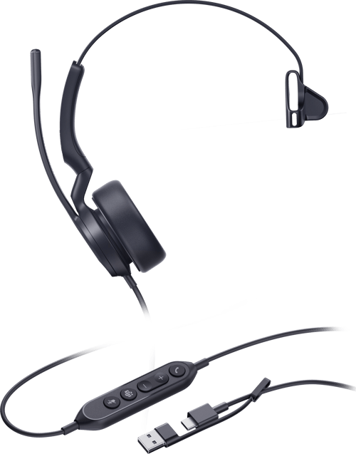 Yealink Uh44 Mono Usb-a, Usb-c Microsoft Teams Sort billede