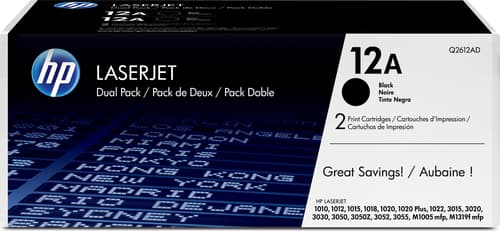 Hp Toner Sort 12a 2k - Q2612ad 2-pack billede