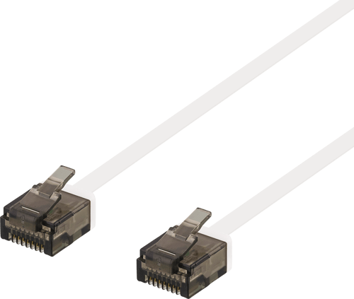 Deltaco U/utp Cat6a Patchkabel, Flat, 1mm Tjock, 0,5m, Vit Rj-45 Cat 6a 0.5m Vit