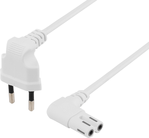 Deltaco Strömkabel 3m Cee7/16 C7 Vit