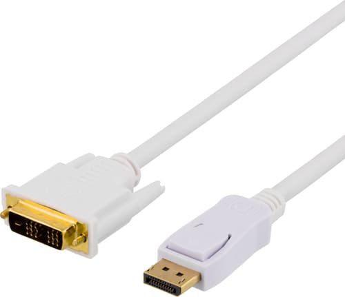 Deltaco Displayport Kabel 1m. Displayport Dvi-d Hvid billede