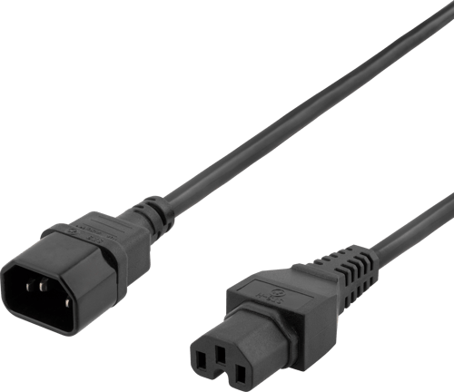 Deltaco Förlängningskabel För Ström 3m C14 Iec C15 Svart