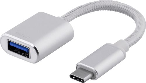 DELTACO USBC-1278 - USB-C - USB-A OTG-sovitin, hopea