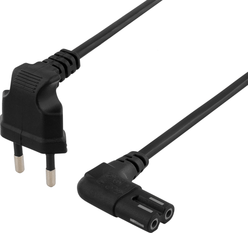 Deltaco Ojordad Apparatkabel, 3m, Cee 7/16 - Iec 60320 C7, Svart 3m Cee7/16 C7 Svart