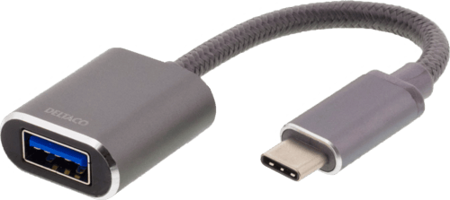 Deltaco Usbc 3.1 Gen 1 To Usba Otg Adapt Aluminium White Bag Grey - Adapter