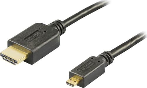 Deltaco Hdmi Kabel, Hdmi High Speed With Ethernet, Hdmi Type A Han - Hdmi Micro Han, 5m, Sort 5m. Hdmi Micro Hdmi Sort billede