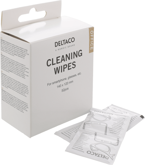 Deltaco Office Cleaning Wipes 52pcs - Smartphone/glasses/camera/mirrors