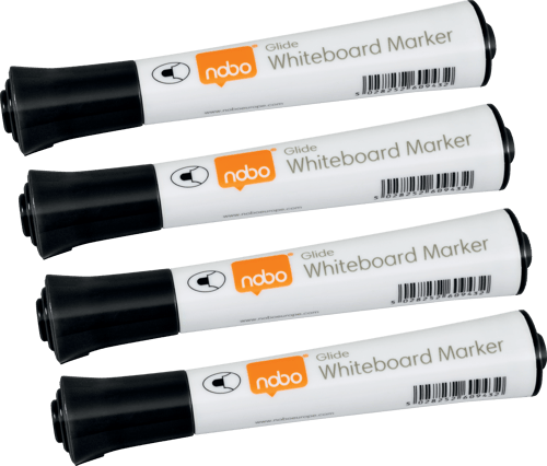 Nobo Pennor Glide Rund 2mm Sort 10stk - Whiteboard billede