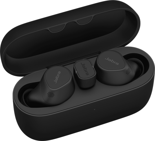 Jabra Evolve2 Buds Med Trådlös Laddningsplatta Cisco, Mfi, Qi, Zoom, Amazon Chime, Amazon Alexa Svart